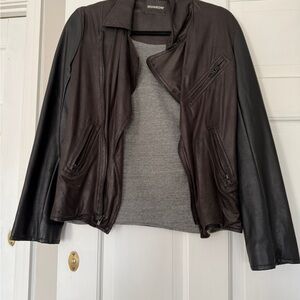 Monrow Women's Two-Tone Leather Jacket